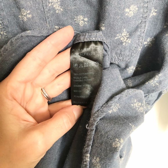 All Saints Spitalfields Floral Short Sleeve Button Down Shirt- Slim Fit - L - Picture 6 of 7